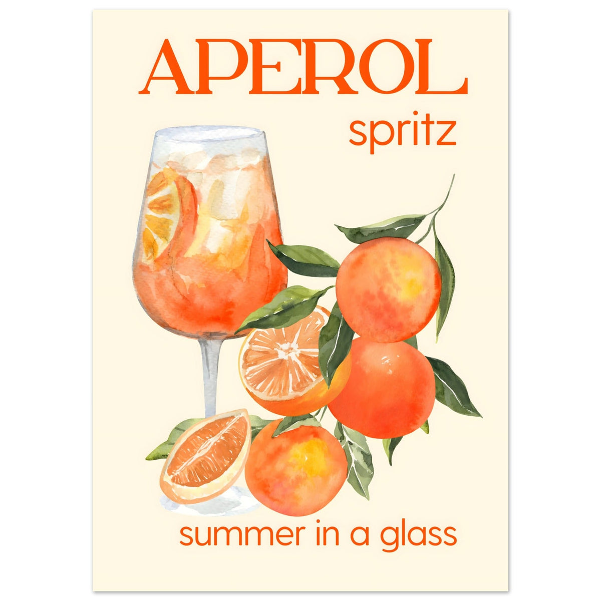 Artfulprints Poster Aperol Spritz - Summer in a glass  - 50x70 cm - Oranje