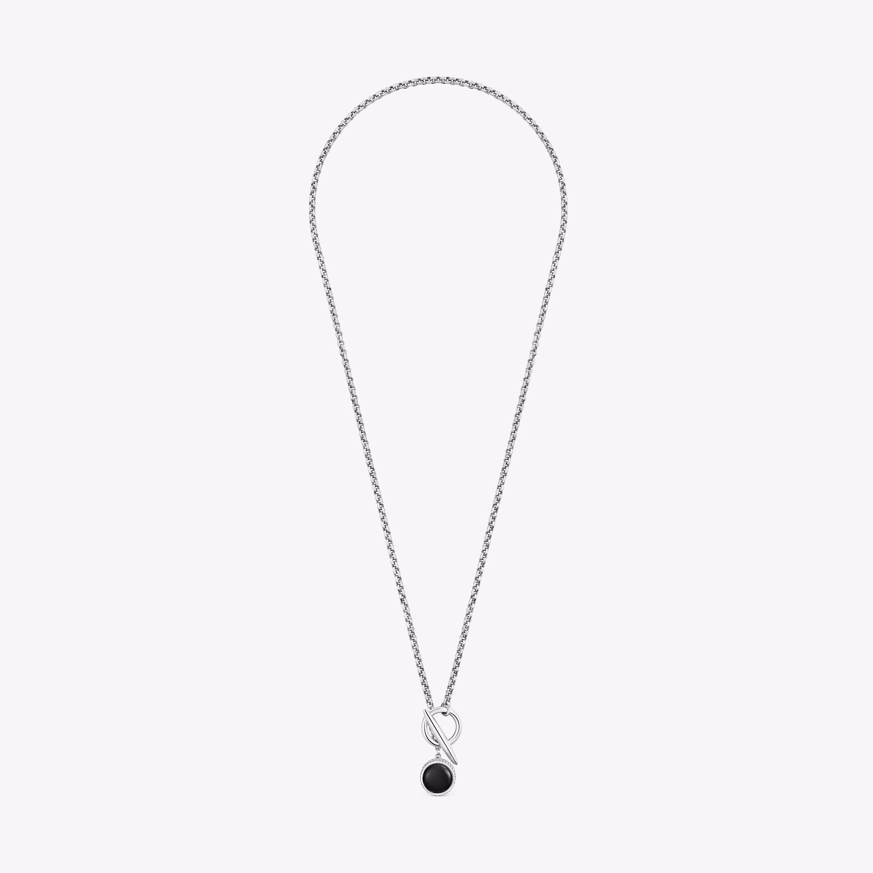 Collar corto cadena de plata envejecida y ónix TOUS Man