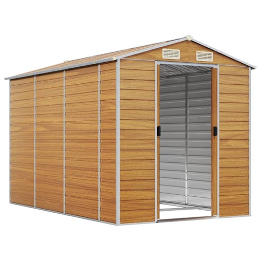 NNEVL Garden Shed Light Brown 191x300x198 cm Galvanised Steel
