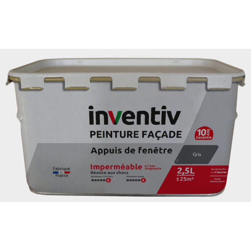 Peinture pour façade Appuis de fenêtre gris 2,5 L INVENTIV