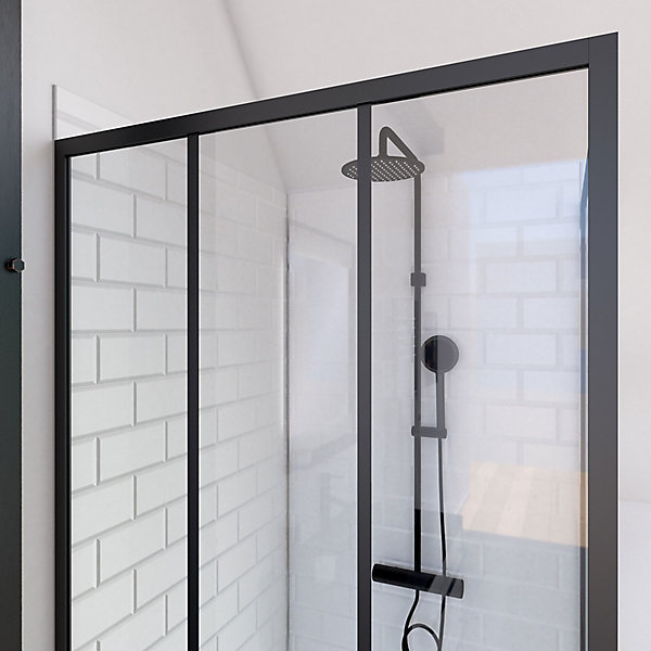 Paroi de douche fixe noir Galedo FactorX transparent 90cm