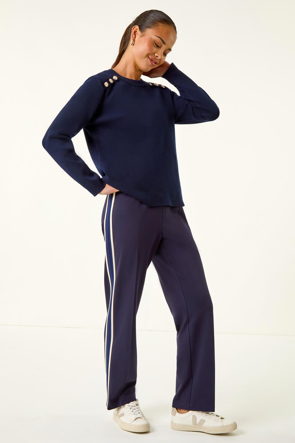 Roman Petite Button Shoulder Knit Jumper