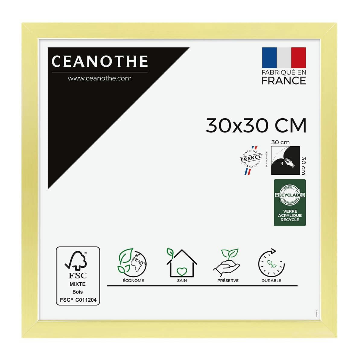 PRECIOUS - Cadre photo doré 30x30 cm résine recyclée