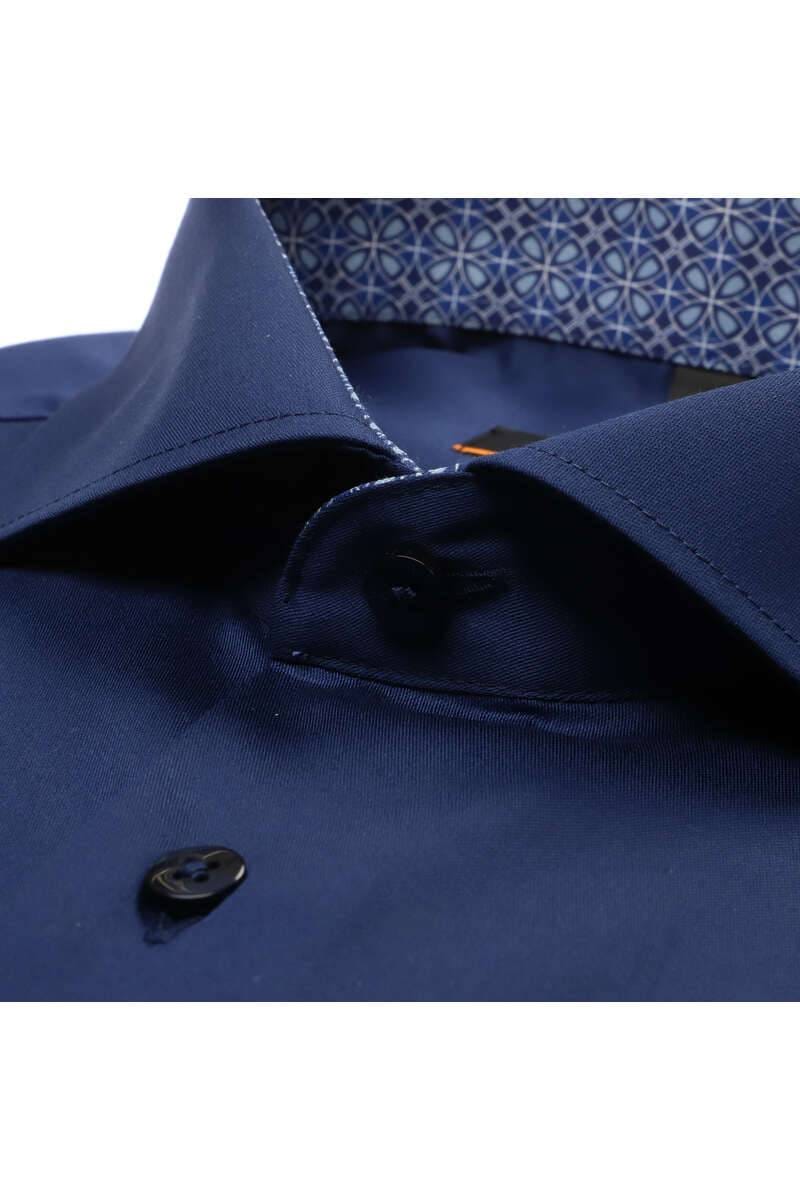 ETERNA Slim Fit Hemd marine, Einfarbig