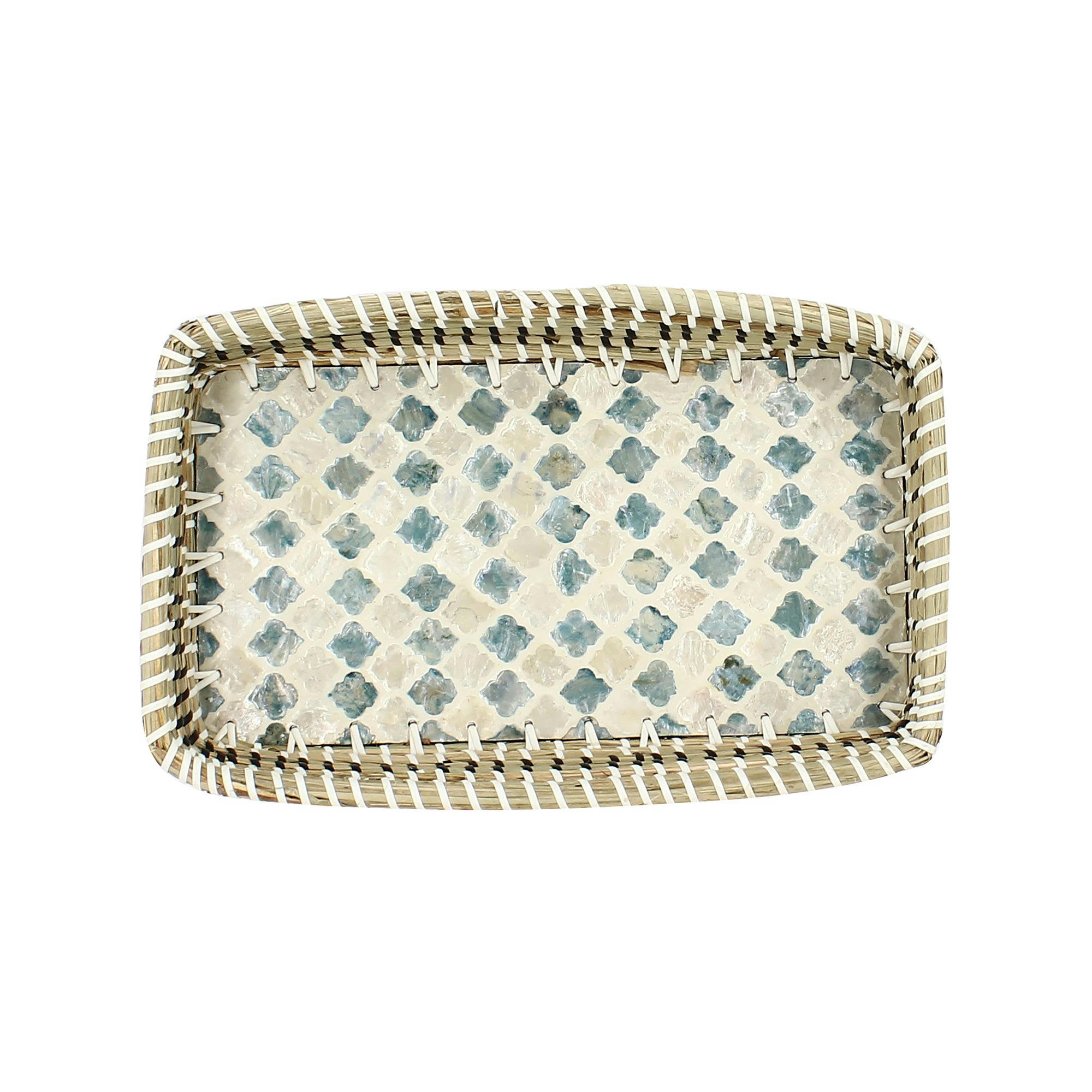 PAROS - Plateau en jonc de mer et coquillages