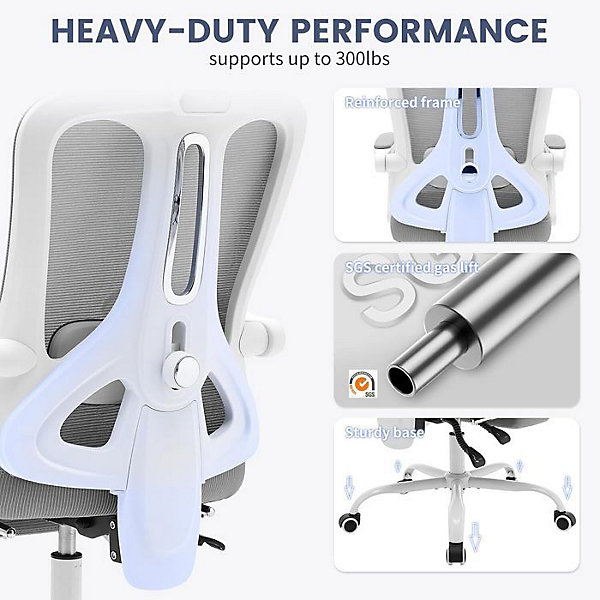 Chaise de Bureau Inclinable,PROMIRACAL,Mesh Respirant,Repose-Pieds Extensible,Accoudoirs Réglables,Appui-Tête Confort,Gris