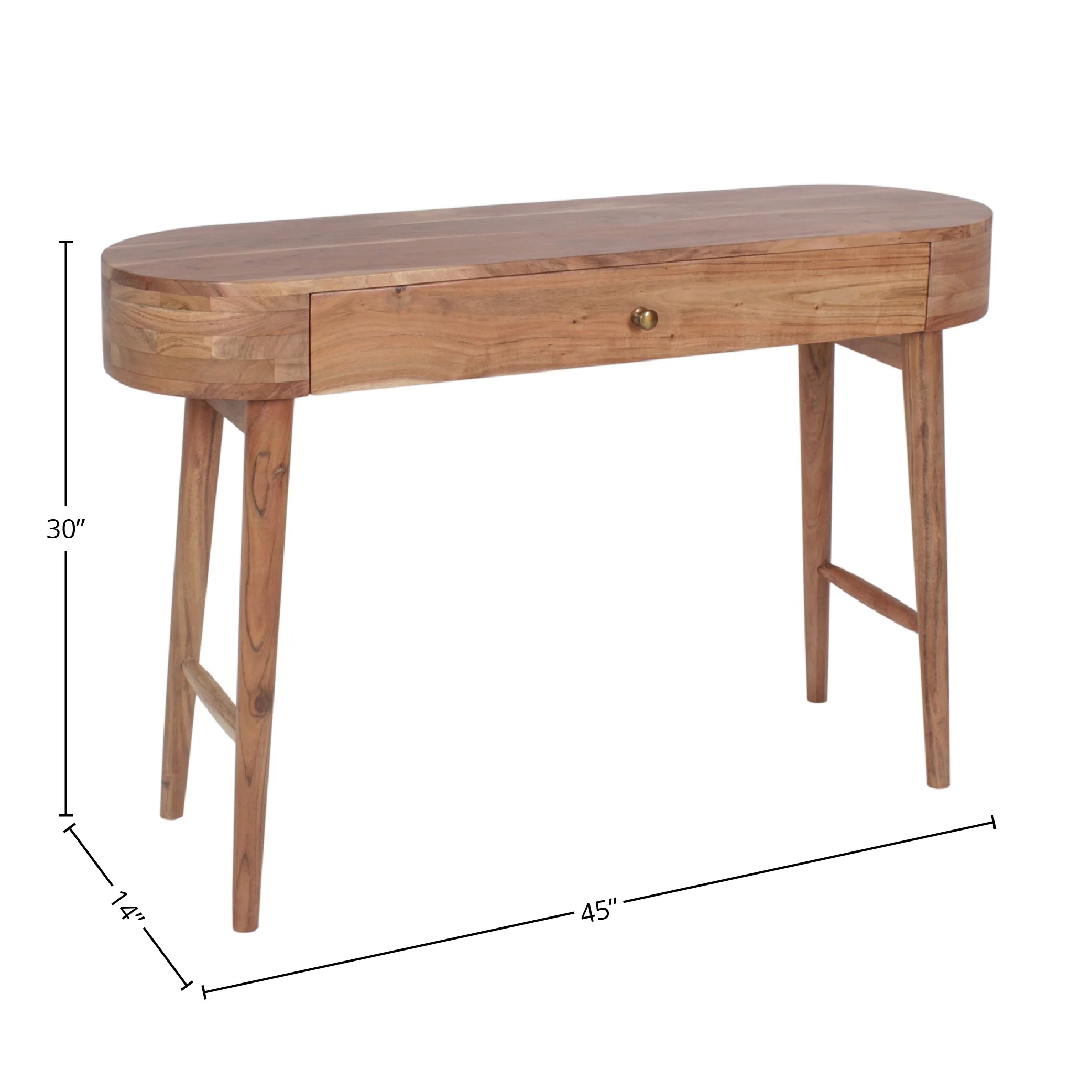 Draper Mid-Century Modern 1-Drawer Acacia Writing Desk, Light Brown