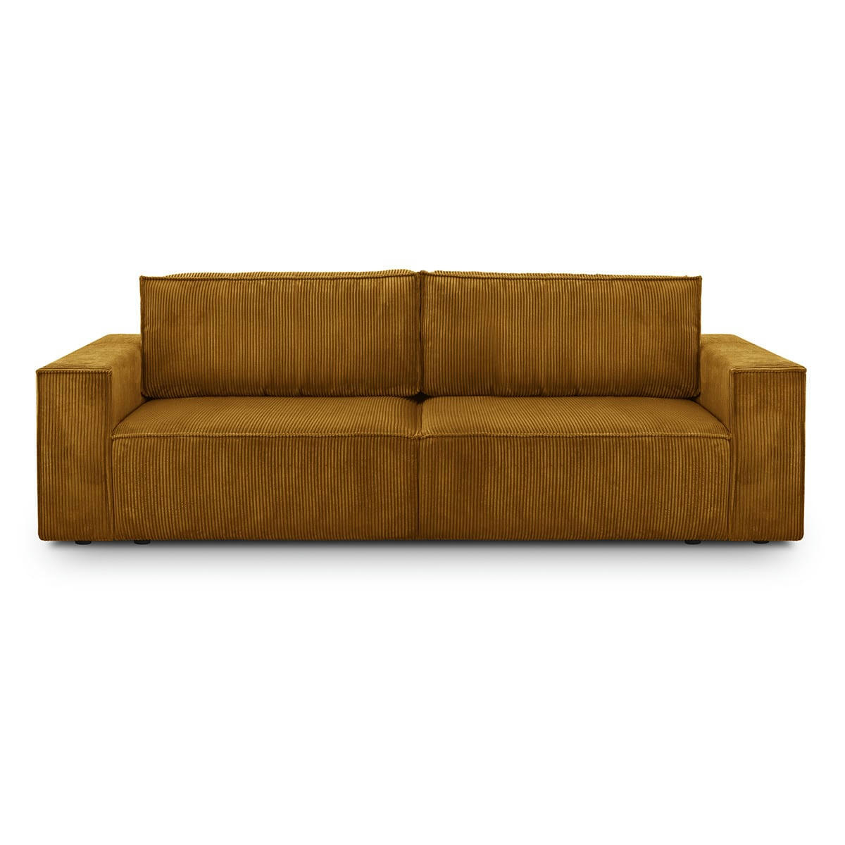 HARPER - Canapé convertible 3 Places en velours côtelé jaune moutarde