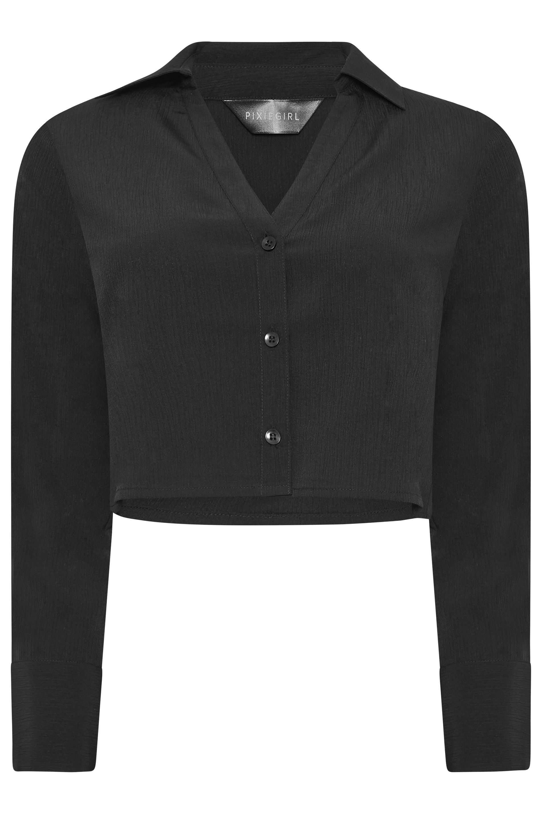 PixieGirl Petite Textured Cropped Shirt