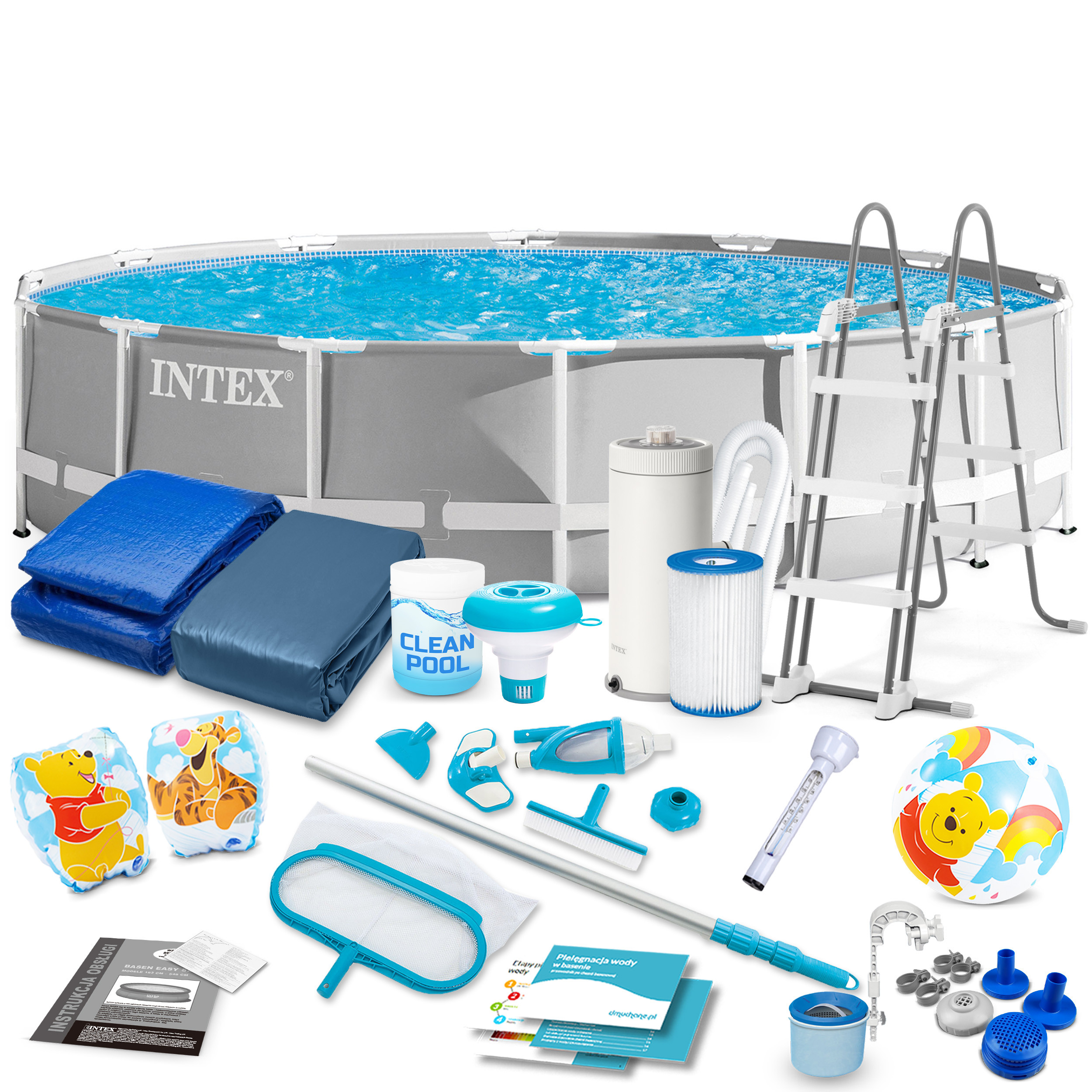 Basen ogrodowy stelażowy 427x107cm Intex zestaw 21w1