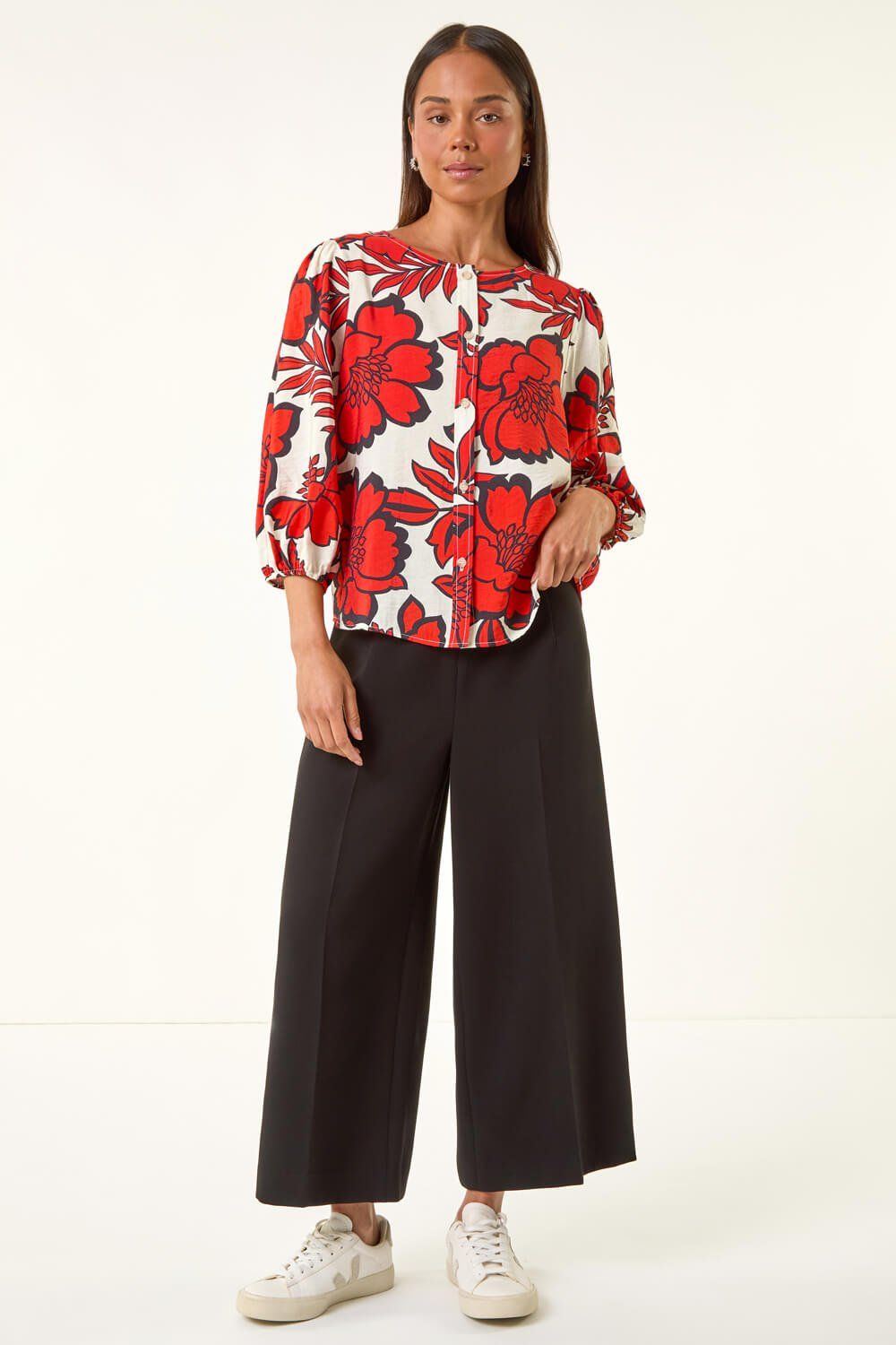 Roman Petite Floral Buttoned Blouse