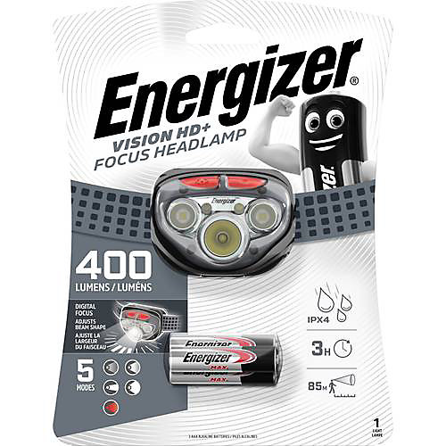 Lampe frontale Energizer Vision HD  Focus LED à piles, 250 lm, portée 80 m, 50 h, gris
