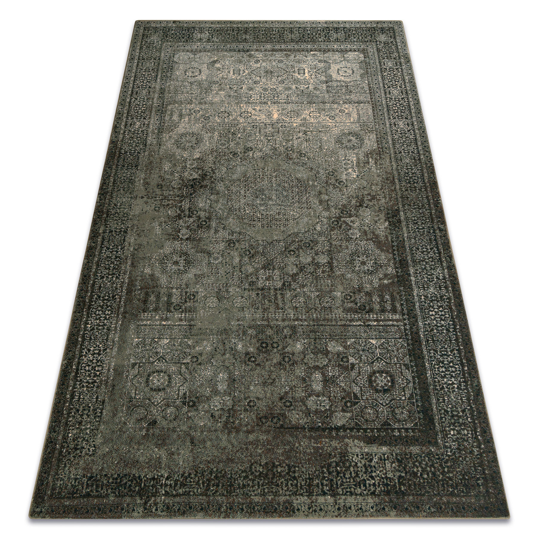 Dywan wełniany OMEGA MAMLUK Rozeta vintage iron zielony 170x235 cm