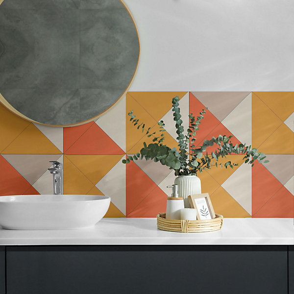 Panneau Mural Wallfluent 50x50 cm Triangles Géométriques Dans L'agencement 4 pièces