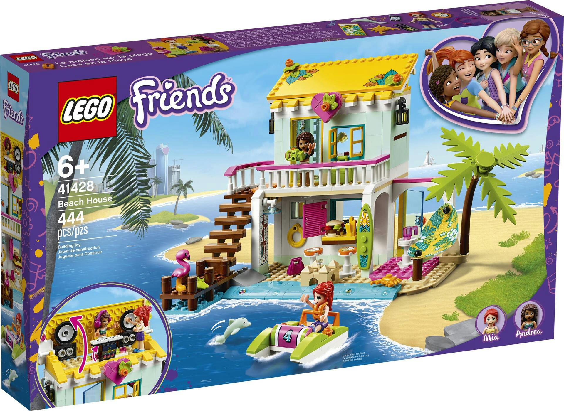 LEGO® Friends Beach House 41428 Building Toy Kit For Kids, Ages 6+