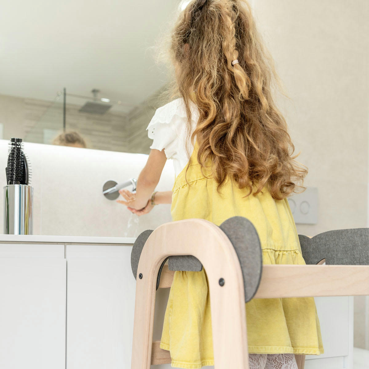 - Tour d'apprentissage pour enfants en bois naturel gris panda