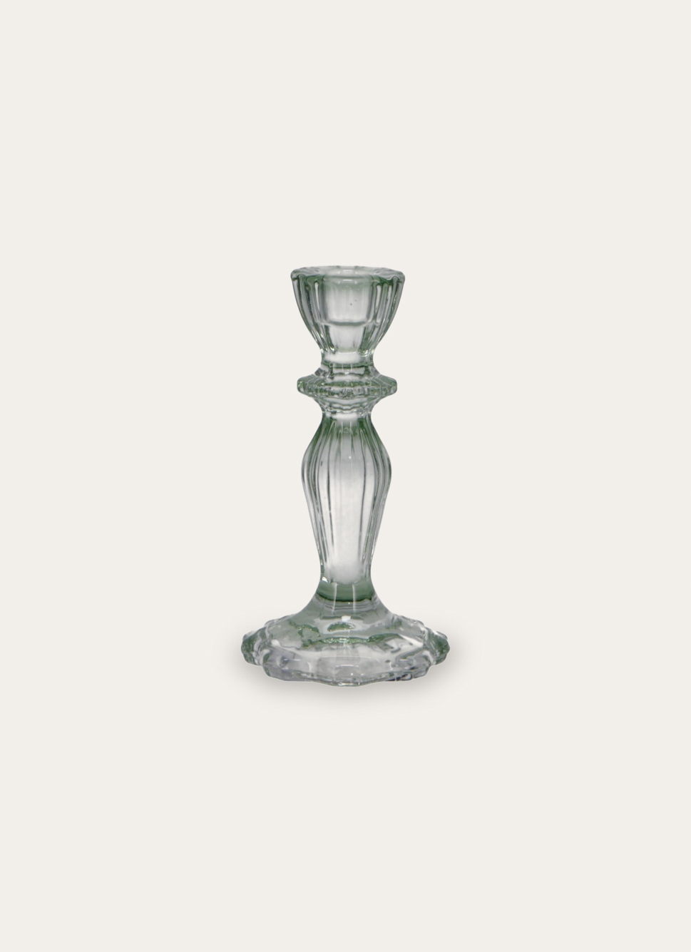 BOUGEOIR EN VERRE TEINTÉ H15,5 CM VERT AMANDE