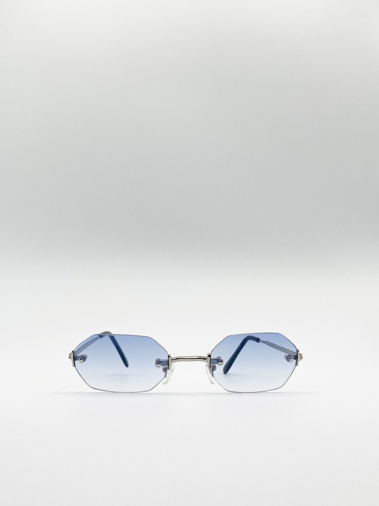 SVNX Rimless Oval Hexagon Sunglasses