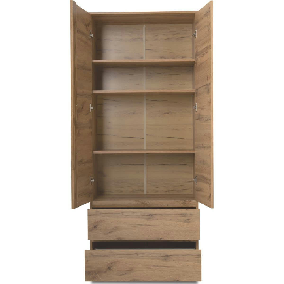 MEDEA - Vaisselier 2 portes 2 tiroirs effet chêne 80 cm