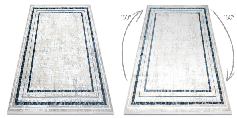 Dywan DUKE 51523 krem / niebieski - Ramka, strukturalny, bardzo 80x150 cm