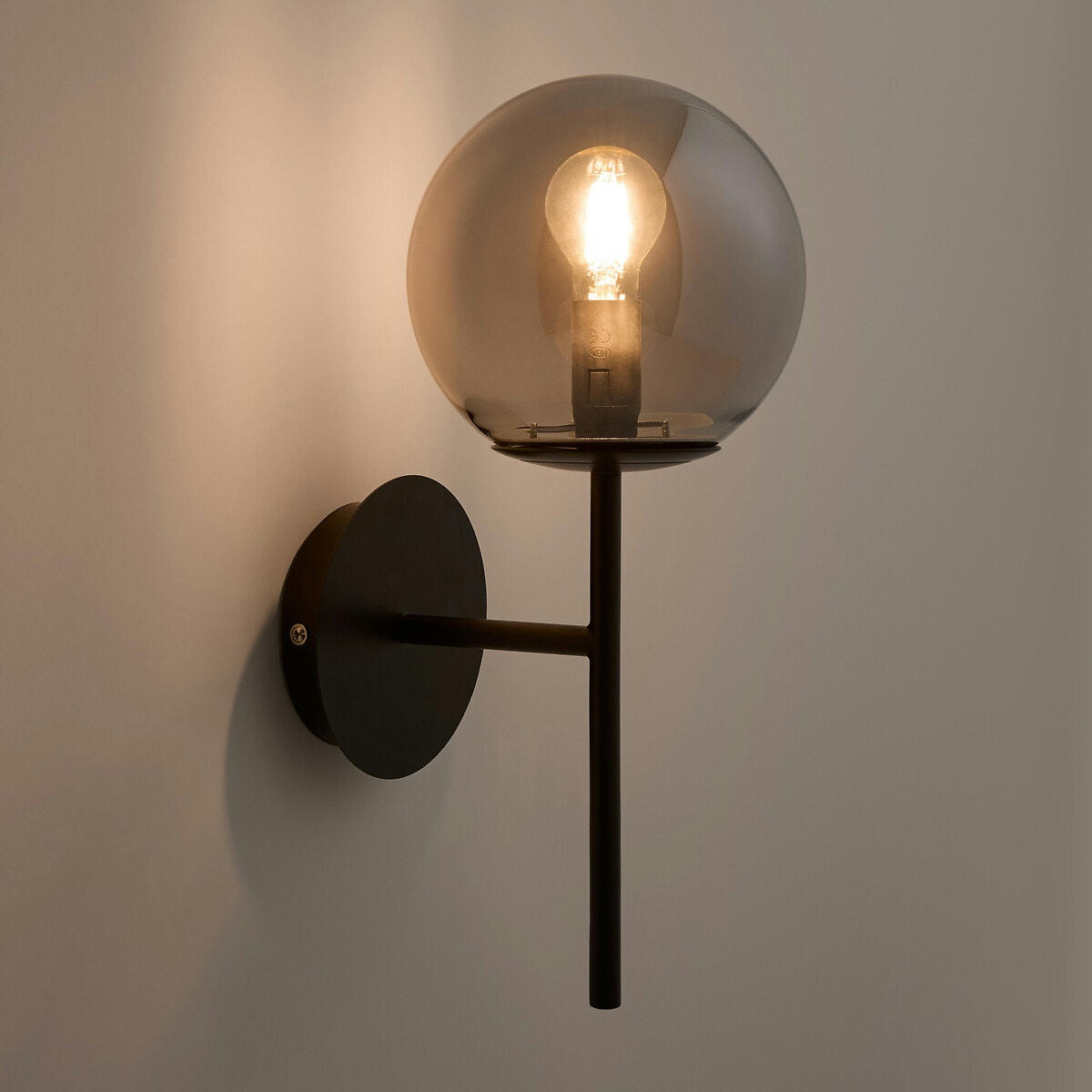 Applique métal acier et verre fumé, Atea