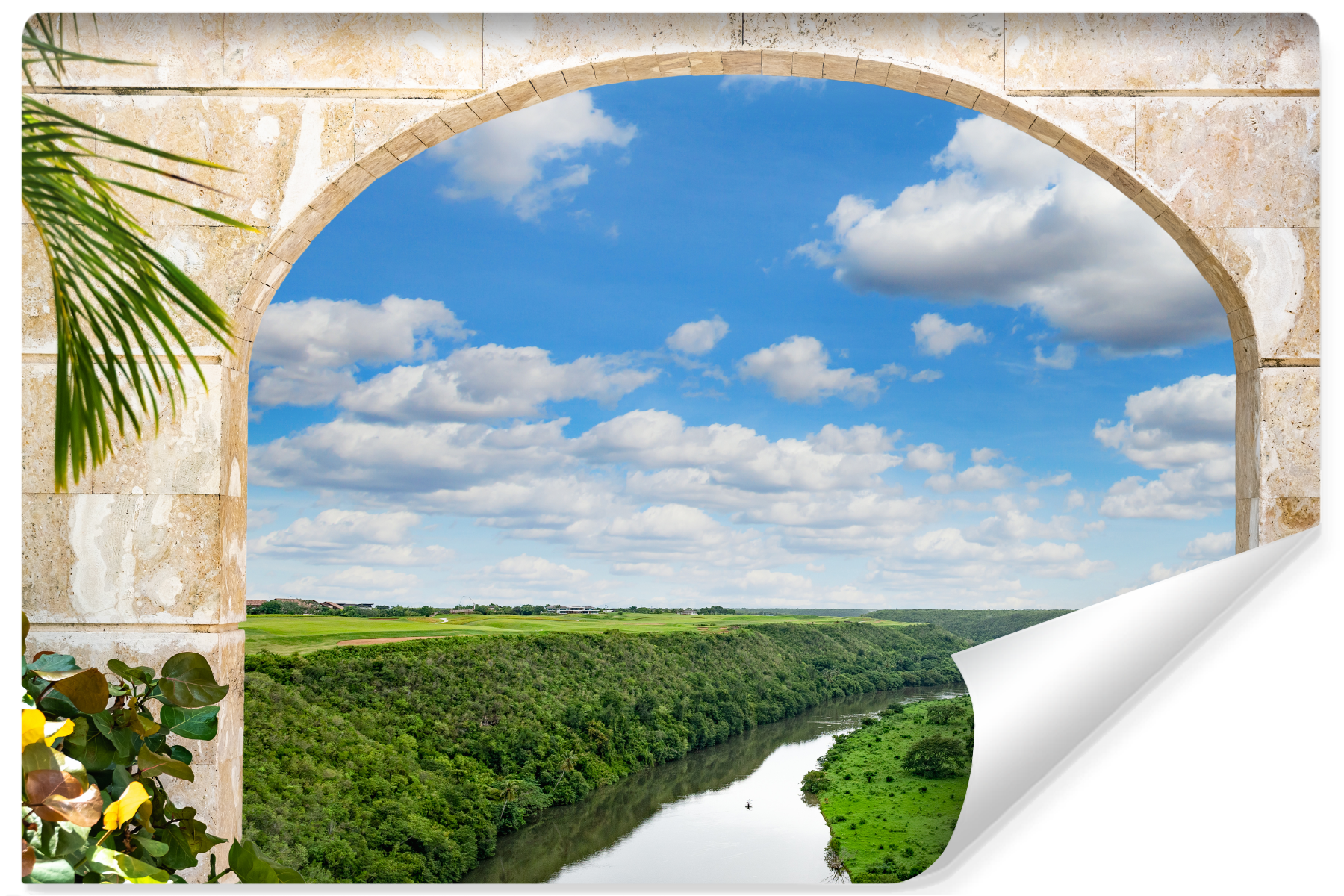 Fototapeta Widok z Kamiennego Muru Na Rzekę 90x60cm