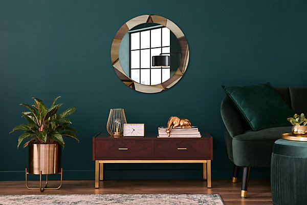 Miroir Circulaire avec Cadre Imprimé Décoratif Tulup 70 cm - 56 cm Bois Géométrique 3d