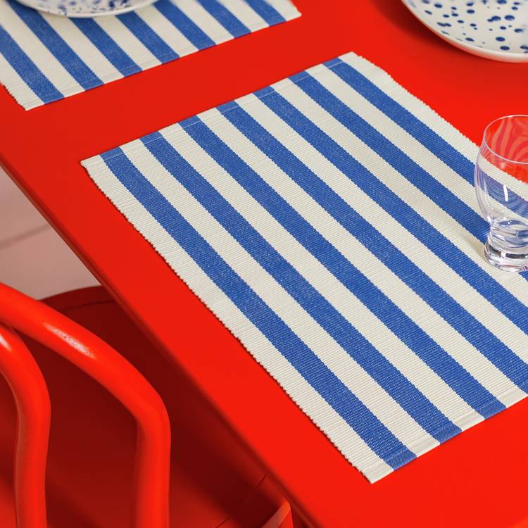 Habitat 60 Maubec Stripe Ribbed Set of 4 Placemats - Blue