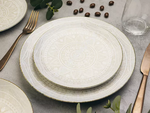 Komplet talerzy na 6 osób (18 el.) Lubiana - Boss / Roma 9230 Piaskowa Mandala