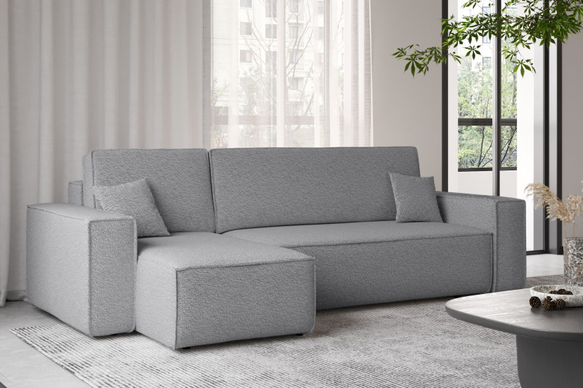 Sofa w kształcie L BEST, tkanina Abriamo, Szary Lewostronny