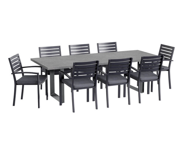 Boston-Avalon 9 Piece Dining Setting (Gunmetal Grey)