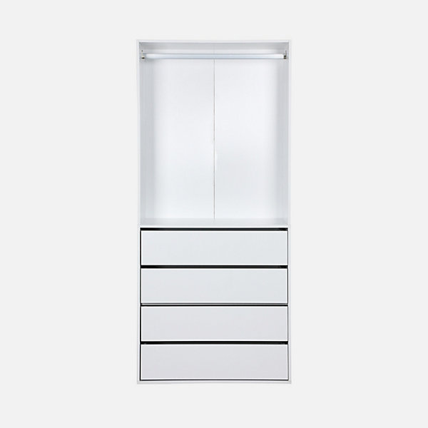 Module dressing avec 4 tiroirs et 1 penderie blanc. panneaux stratifiés