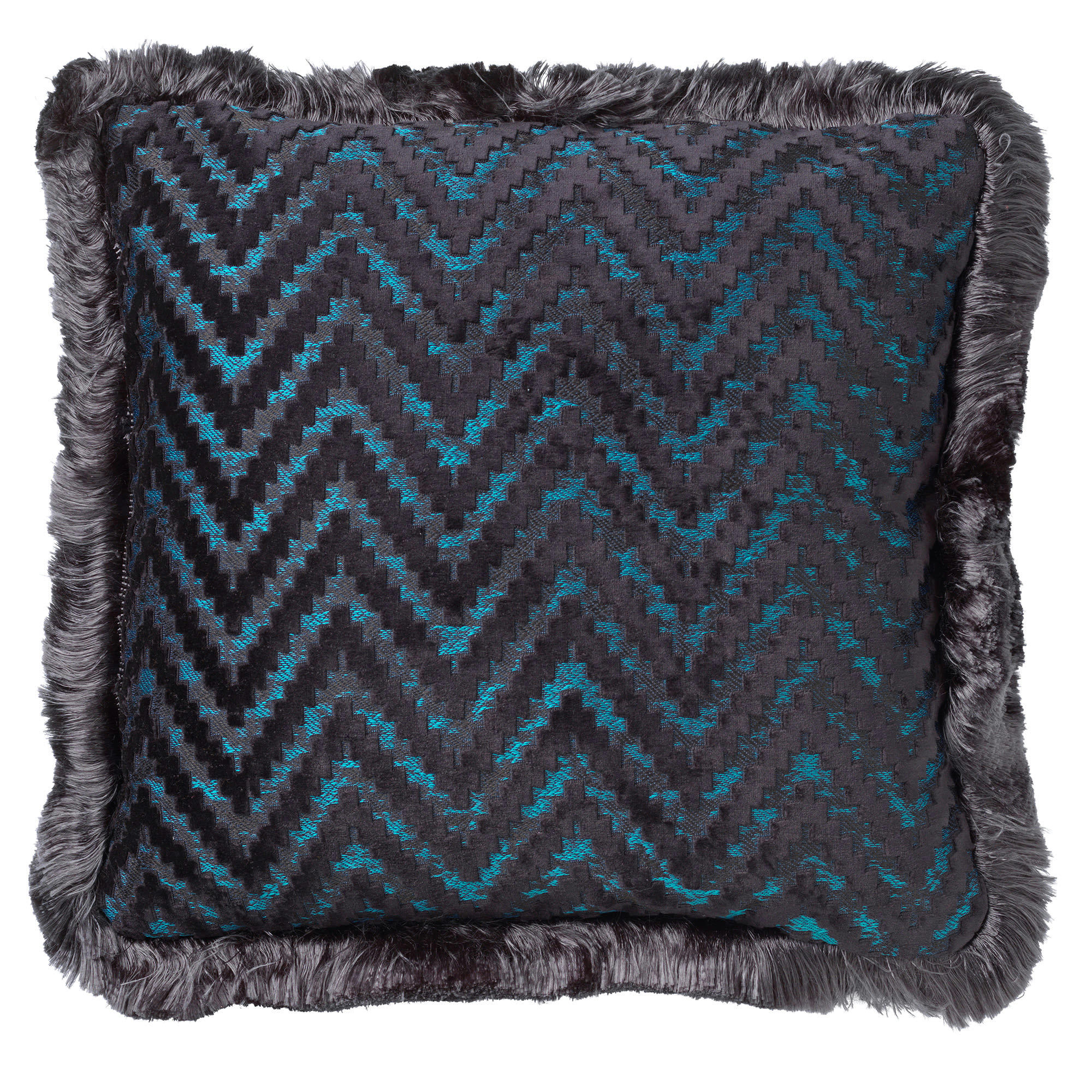 - Coussin bleu en velours 45x45 cm avec motif
