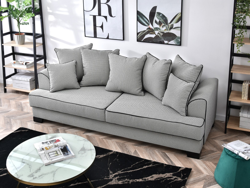 Sofa Miss-Bibi Pepitka Tkanina, Podstawa Czarny