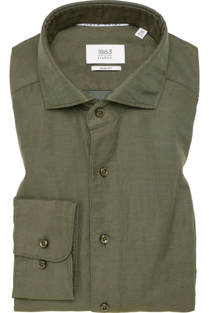 ETERNA 1863 Soft Tailoring Slim Fit Leinenhemd grün, Einfarbig