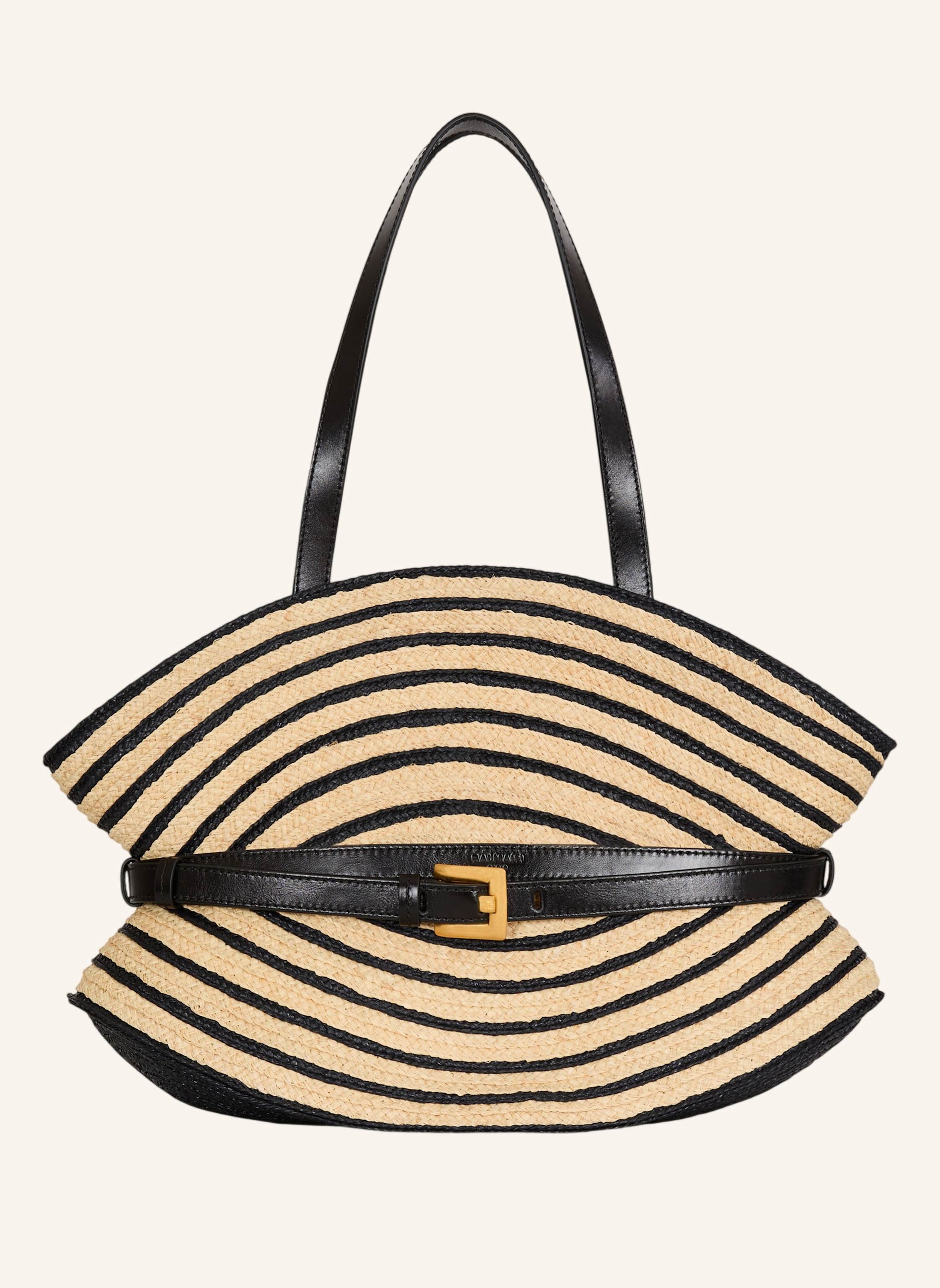 BALMAIN Mittelgroße Shuffle Tasche aus zweifarbigem Bast und Glattleder