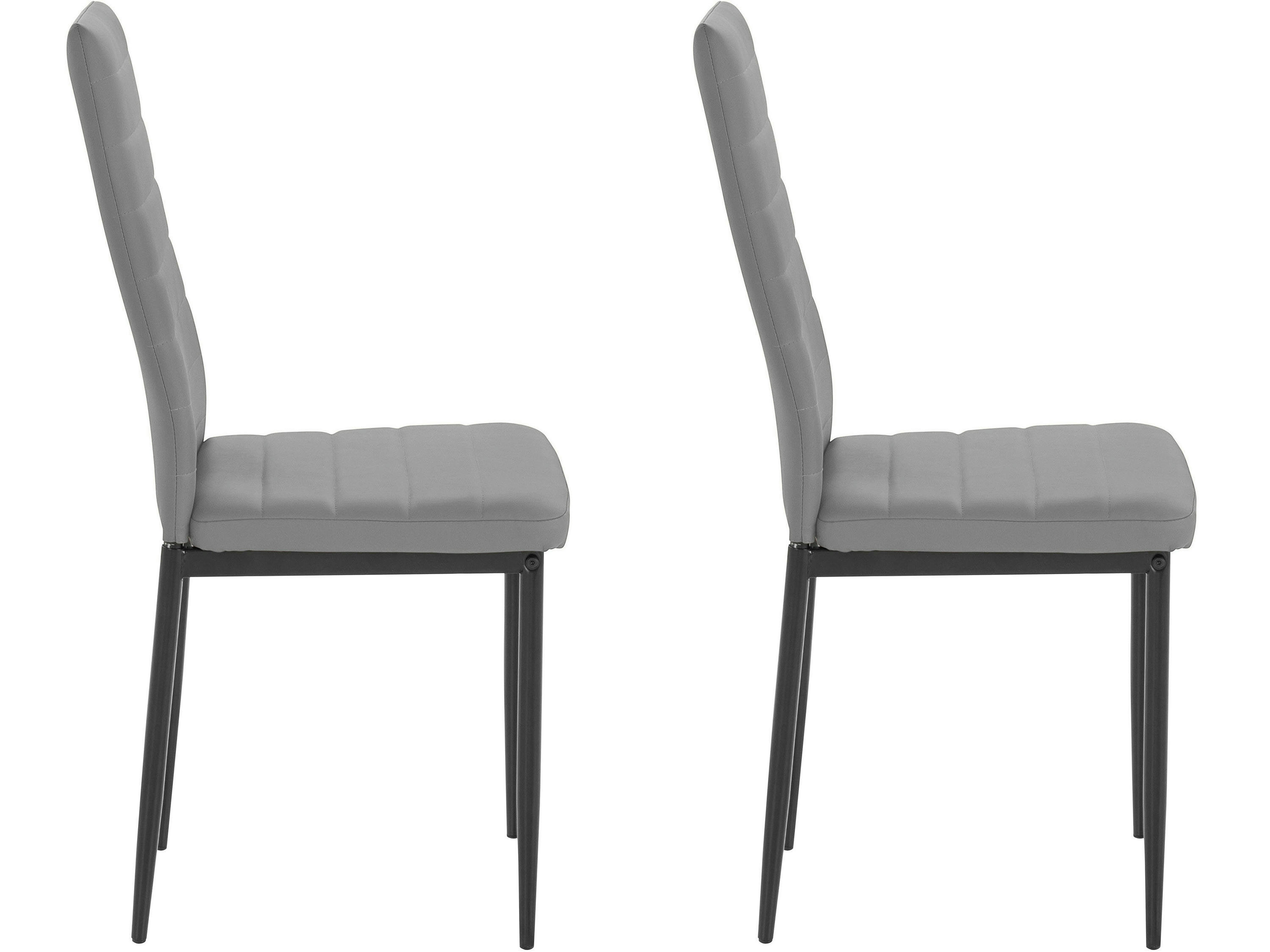SANDY - Lot de 2 chaises de salle à manger rembourrées en PU gris