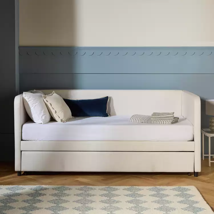 Habitat Chadwell Single Trundle Bed with 2 Mattress - Cream