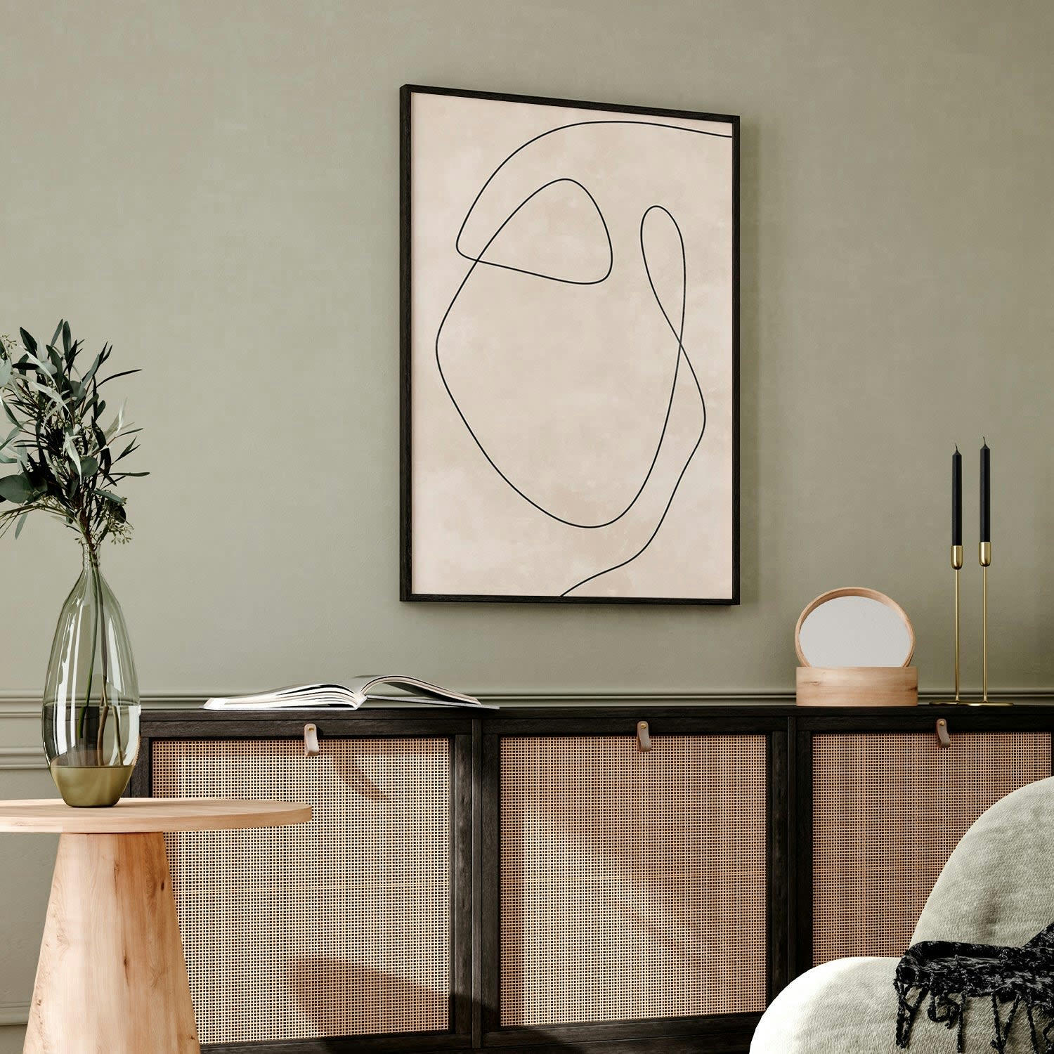 MINIMALISMO - Affiche avec cadre noir -  lignes minimalistes - 50x70