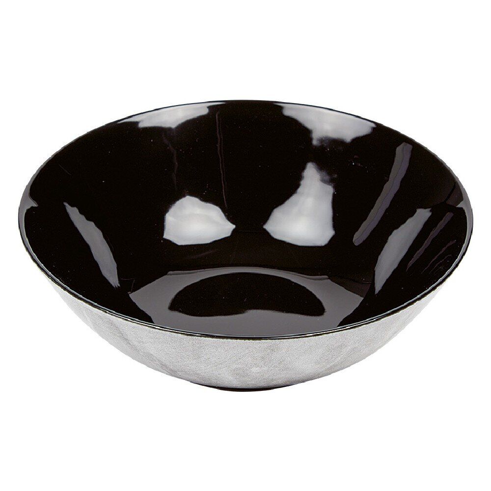 Assiette creuse noir décor marbre gris Ø18cm