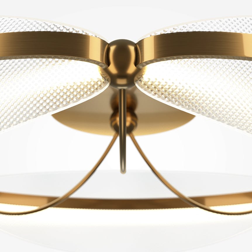 Plafonnier chambre LED blanc & or - forme elliptique AVA