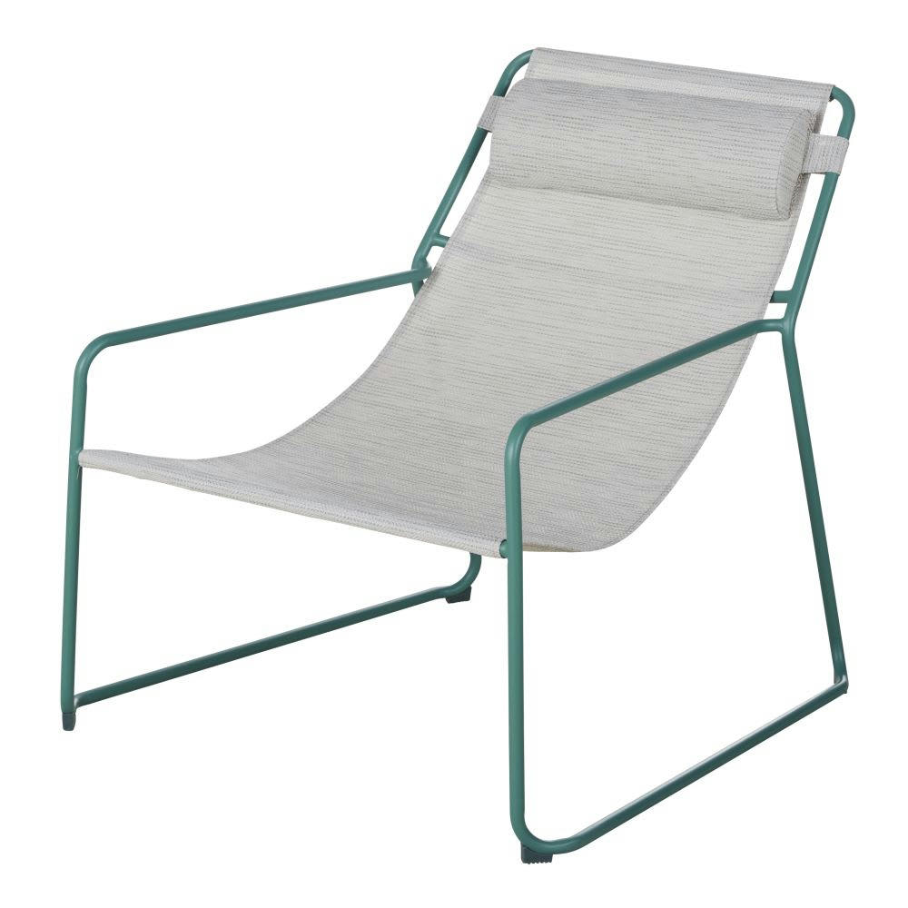 Almas - Transat en toile écrue chiné et acier vert