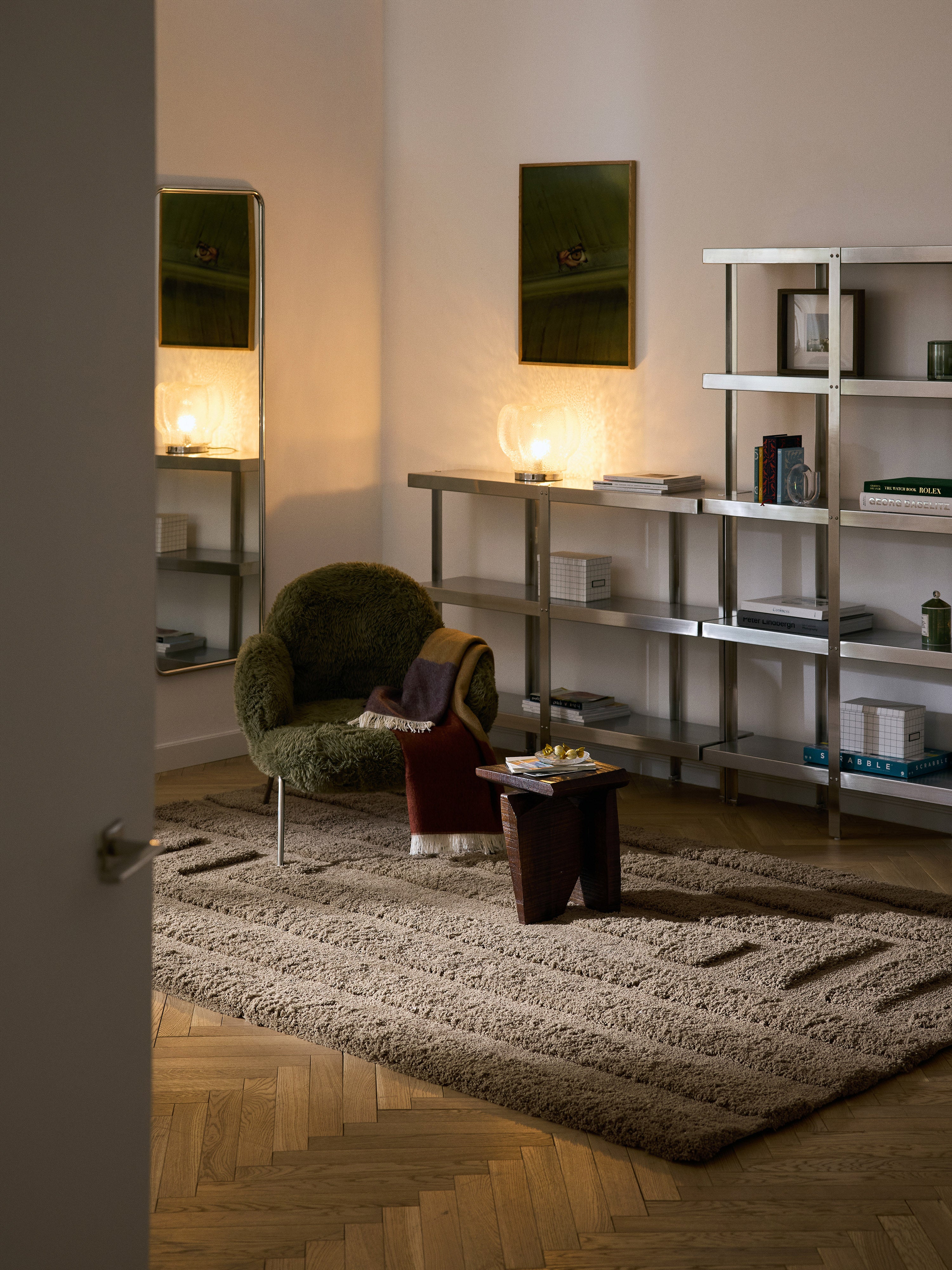 Flauschiger Hochflor-Teppich Genève mit erhabener Hoch-Tief-Struktur