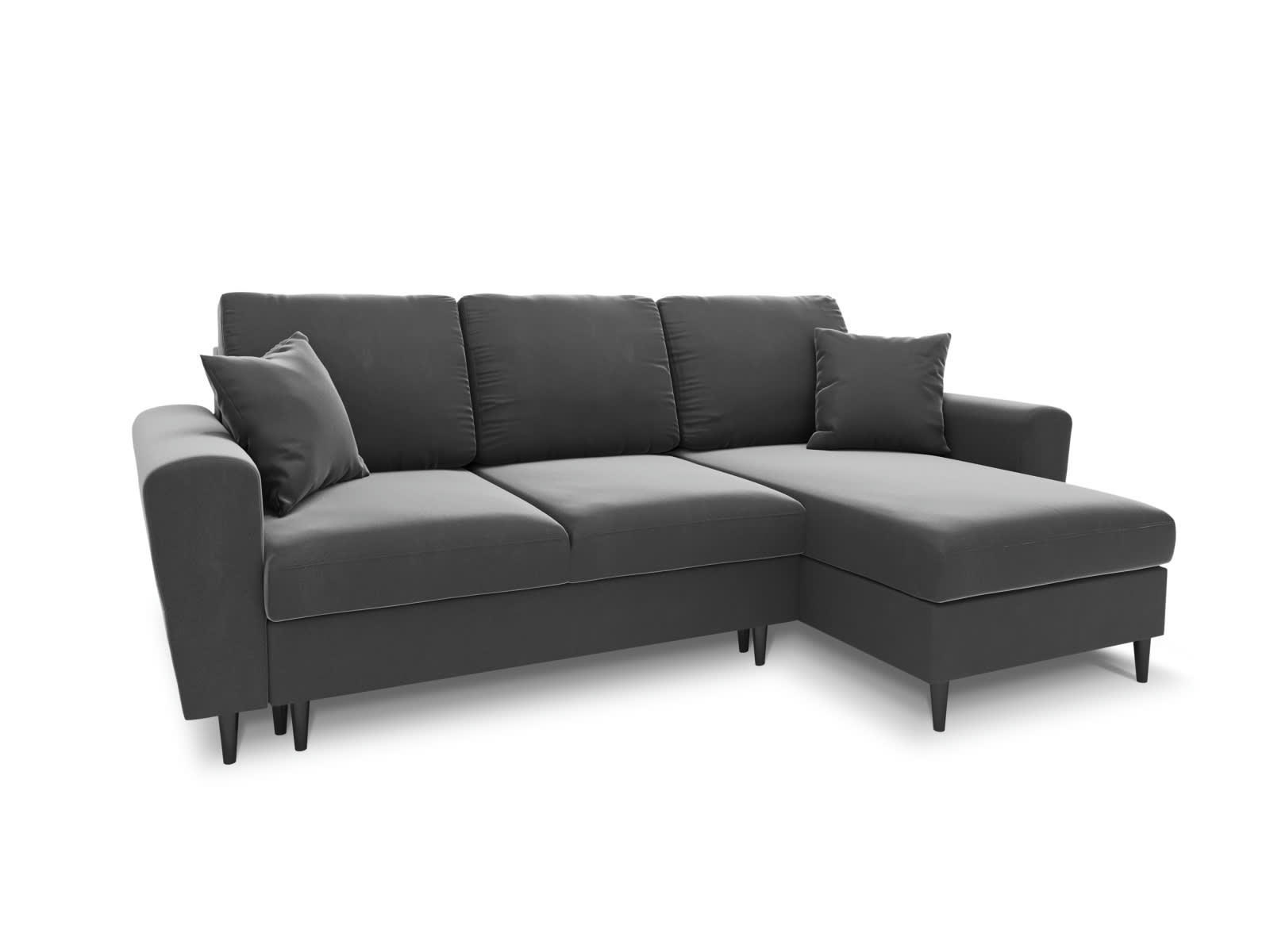 MOGHAN - Canapé d'angle reversible, 4 places velours gris clair