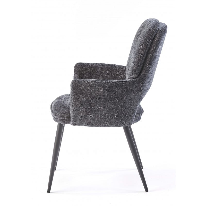 Fauteuil de table gris foncé à dossier ouvert (lot de 2) LIGURIE