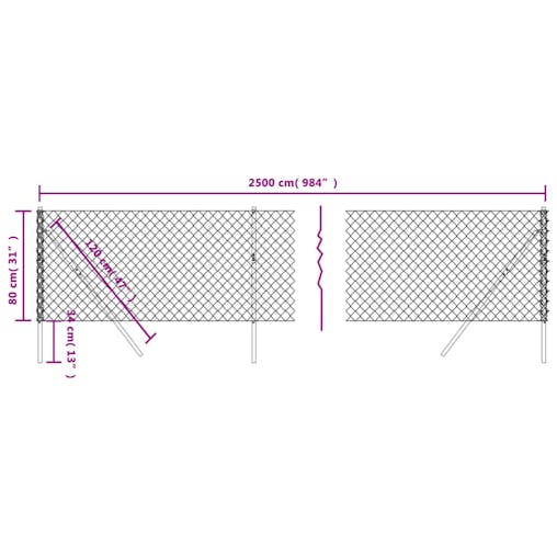 NNEVL Chain Link Fence Green 0.8x25 m