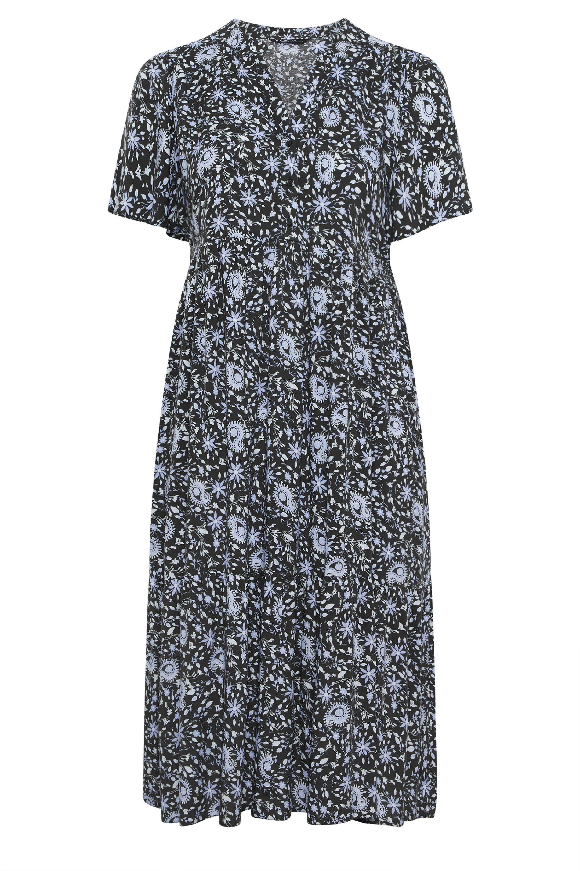 Yours Floral Print Half Placket Maxi Dress