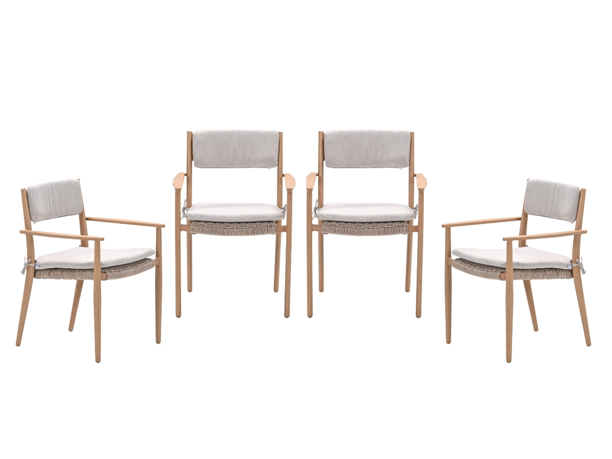 Garden Impressions Parijs tuinstoelen set van 4 – light teak look / desert sand