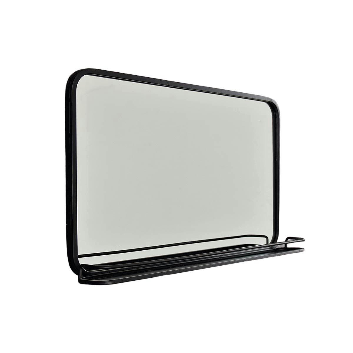 BRICKLANE - Miroir rectangulaire en métal noir avec étagère 60 x 35 cm