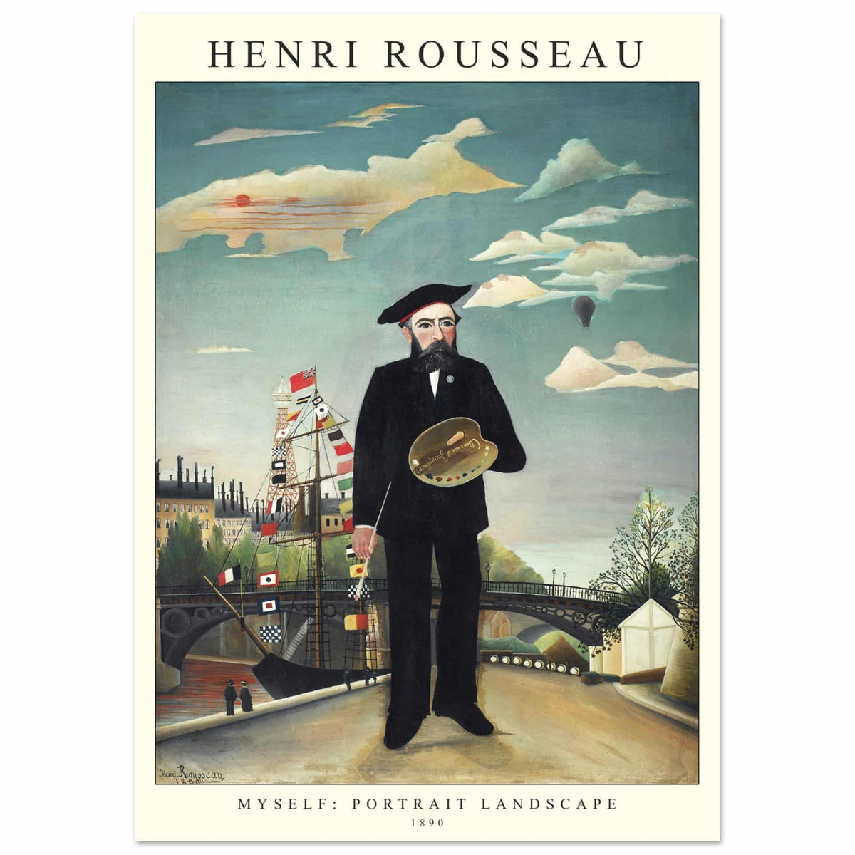 Artfulprints Poster Henri Rousseau - Portrait landscape  - A4 21x29.7 cm - Blauw